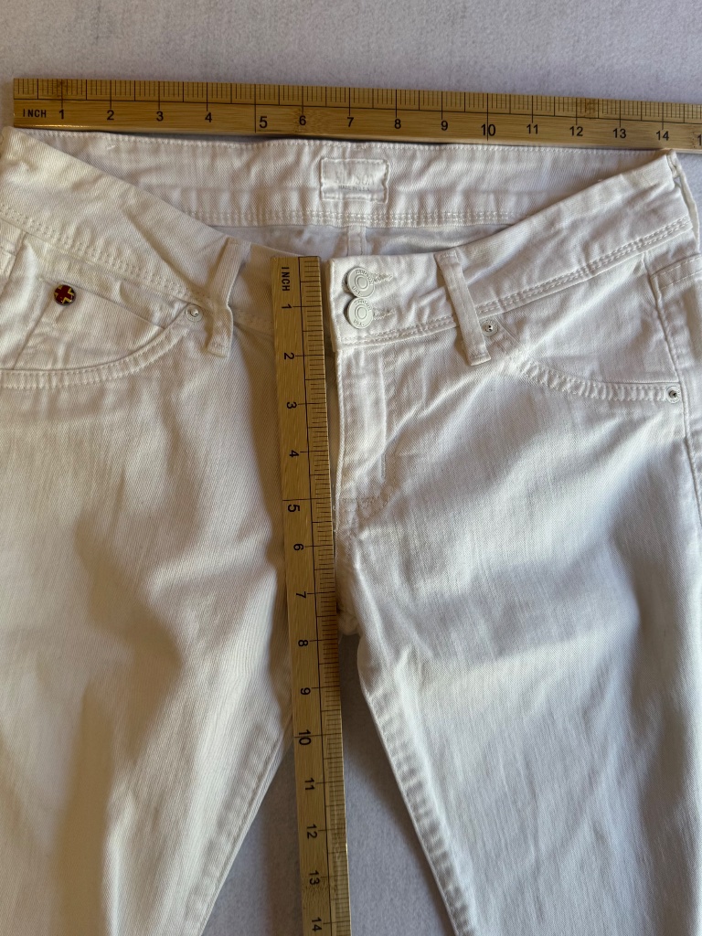 Hudson Staple Summer Jeans Women's Sz 27 Beth Crop Baby Boot Flap Pockets, White — image 7 of 8